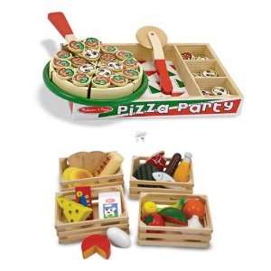  3 Item Bundle: Melissa & Doug Pizza Party Playset + Food 