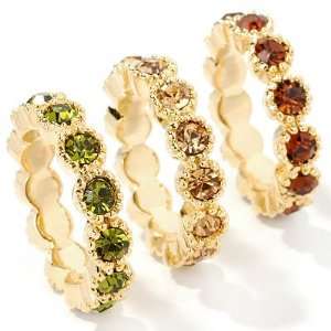  Crystal Eternity Band Stack Rings   Set of Three: Jewelry