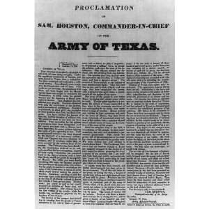    Proclamation,Sam Houston,Commander in chief,TX,1835