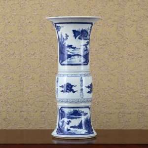  Blue and White Dressy Vase   Classic Type, 17.5 H x 8W (in 