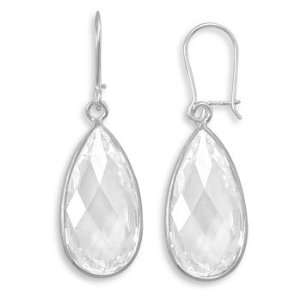  Sterling Silver Clear CZ Drop Earrings: West Coast Jewelry 