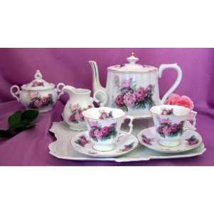  Perfect Pink Peony Porcelain Tea Set: Home & Kitchen