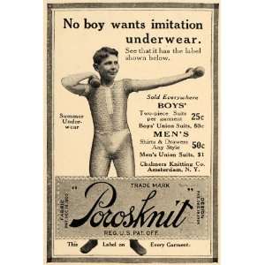 1912 Ad Porosknit Boys Summer Underwear Label Pricing   Original Print 