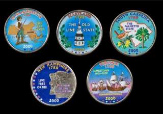    2008 Set Of 50 Colorized State Quarters   D Mint (50 Coins)  