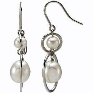 Potato Shape and Rice Shape Freshwater Culture Pearls Earrings with 