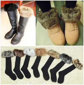   Socks with Faux Fur Cover Fit Boot Stockings Hose 7Color pick  