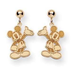   Waving Mickey Dangle Post Earrings   14k Gold/14k Yellow Gold Jewelry