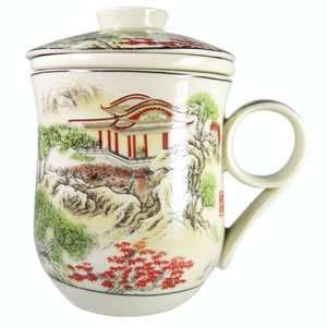   Porcelain Mug   Winter Garden Scenery (Set of 2) 