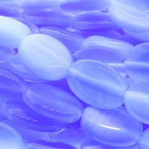 Blue Cats Eye : Oval Flat   14mm Height, 10mm Width, Sold by: 15 Inch 