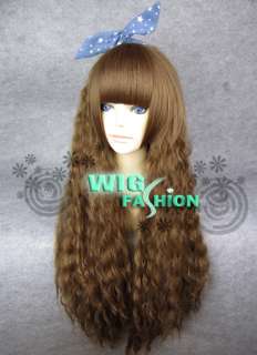 lolita Brown Cosplay Anime Long Curly Stunning Hair Wig  