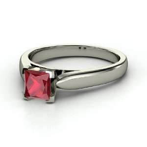  Peyton Ring, Princess Ruby 14K White Gold Ring: Jewelry