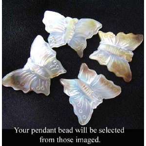  Carved MUSSEL Shell BUTTERFLY Pendant BEAD 8804E Arts 