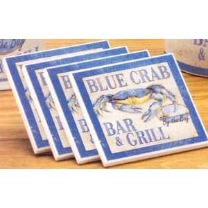  Blue Crab Bar and Grill Set of 4 AbsorbaStone Coasters 
