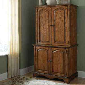  Country Casual Oak Computer Cabinet and Hutch