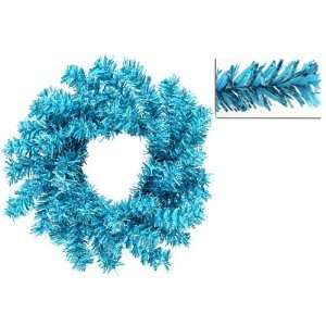 Club Pack of 24 Sparkling Sky Blue Tinsel Artificial Christmas Wreaths 