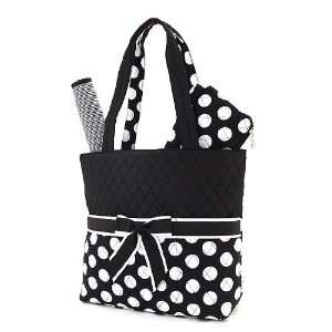   Large Quilted Monogrammable 3 Piece Diaper Bag   Black & White: Baby