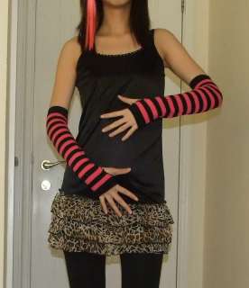 Striped arms warmers 4 colours punk rock emo goth AM1 4  