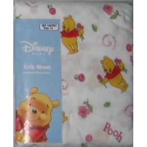  Disney Winnie the Pooh Fitted Crib Sheet Pink Flowers 