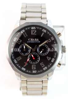   chronograph watch black face 24 hours display day date display classic