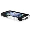   BLACK Rubber / White Mesh Hard Case+Privacy LCD Film For iPhone 3G 3GS