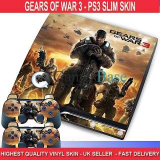 Gears of War 3 (GOW 3) PS3 Slim Skin Stickers + Controller Skins 