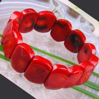 Natural Red Sea Coral Beads Bracelet Gemstone 7 LH662  