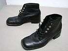   WOMENS MOOTSIES TOOTSIES BLACK LEATHER ANKLE BOOTS TIE LACE UP SIZE 6