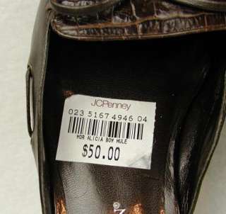 Womens Worthington Brown Mock Croc Slides 6 M Shoes Slip Ons 023 5167 