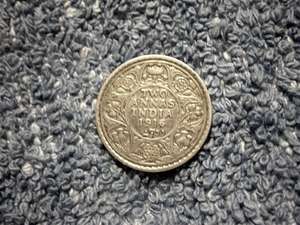 INDIA SCARCE SILVER 2 ANNAS 1916 C EXTREMELY FINE+  