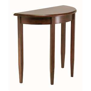 Concord Half Moon Accent End Table Antique Walnut Wood  
