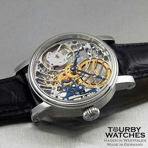 Tourby Art Deco Skeleton   genuine ETA Unitas 6498  1  