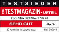 Krups F 502 70 Handrührer Mix 8008 Silver, Testsieger im Testmagazin 