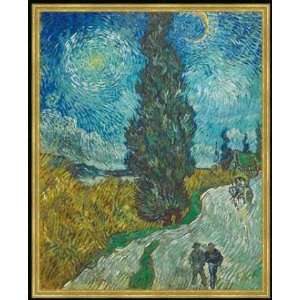Bild mit Rahmen: Vincent Van Gogh, Zypresse gegen den Sternenhimmel 