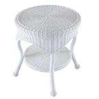 Kingman Bayside White All Weather Wicker Patio End Table
