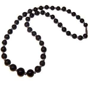 Black Stone Perlenkette Edelstein Kette schwarze Perlen 8 10 mm 