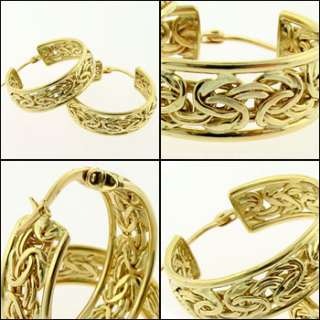 Framed Byzantine Hoop Earrings 10K Yellow Gold  