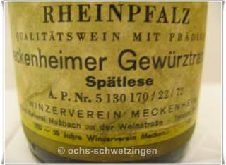 Alter Wein   Jahr 1971 Meckenheimer Gewürztraminer (n3)  