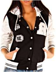Miss 21 Damen College Jacke Old School Jacket Sweat Jacke Hooded S M L 