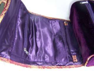 Jewelry Roll Holder Purple Velvet Cloth Zipper Keepsake  