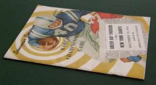 1961 NFL CHAMPIONSHIP PROGRAM GREEN BAY PACKERS GIANTS  