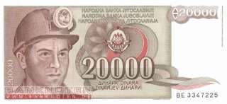 Jugoslawien / Yugoslavia   20000 Dinara 1987   P.95 UNC  
