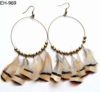 tassel Chains Handmade Feather Dangle Earrings  