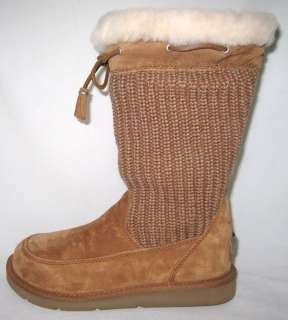 UGG Suburb Crochet Chestnut Brown Boots 6 8 UK 4.5 6.5  