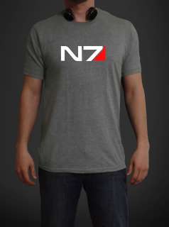 N7 Mass Effect 3   Systems Alliance Military Emblem   Tee T Shirt GREY 