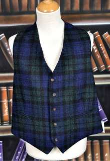 NEW BOOKSTER TAILOR MADE BLACK WATCH HARRIS TWEED WAISTCOAT 46 RRP £ 