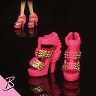 Barbie Shoes/Boots Fuchsia High Heels with Gold deco NEW #0030