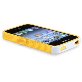 Yellow TPU/White Rubber Silicone Hard Case Skin Cover for Apple iPhone 