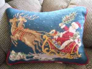 Gorgeous Wool Needlepoint Christmas Cushion Cover Y  
