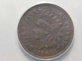 1864 L Indian Head Penny. ANACS VF35 details (corroded).  