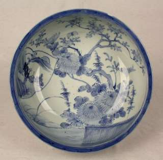   KOREAN OLD BLUE AND WHITE POTTERY 19TH C. PORCELAIN BOWL AS IS  